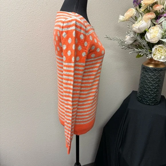 J.Crew Orange Stripe & Polka Dot Knit Sweater Small – Fall Cozy Chic - Picture 4 of 8